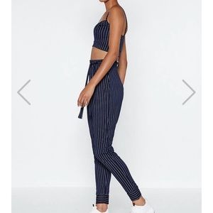 Pinstripe crop top and pants set